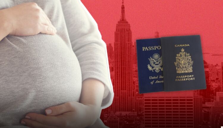 امرأة حامل مع جواز سفر كندي - الولادة في كندا