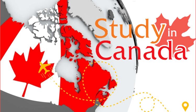 خريطة كندا مرسوم عليها علم كندا-المنح الدراسية الممولة بالكامل في كندا