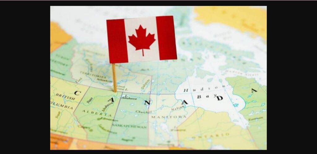 خريطة مع علم كندا - منظمات تساعد على اللجوء في كندا 